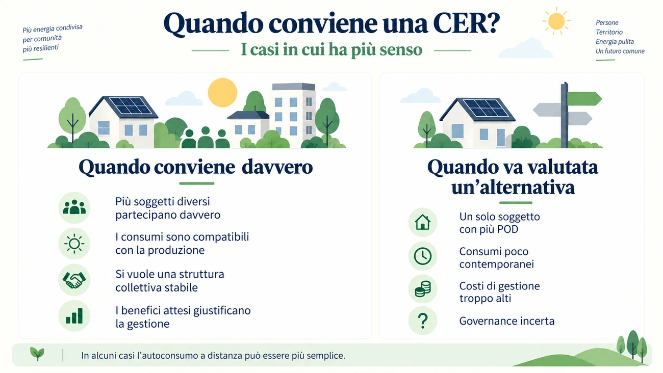 Schema su quando conviene costituire una Comunità Energetica Rinnovabile