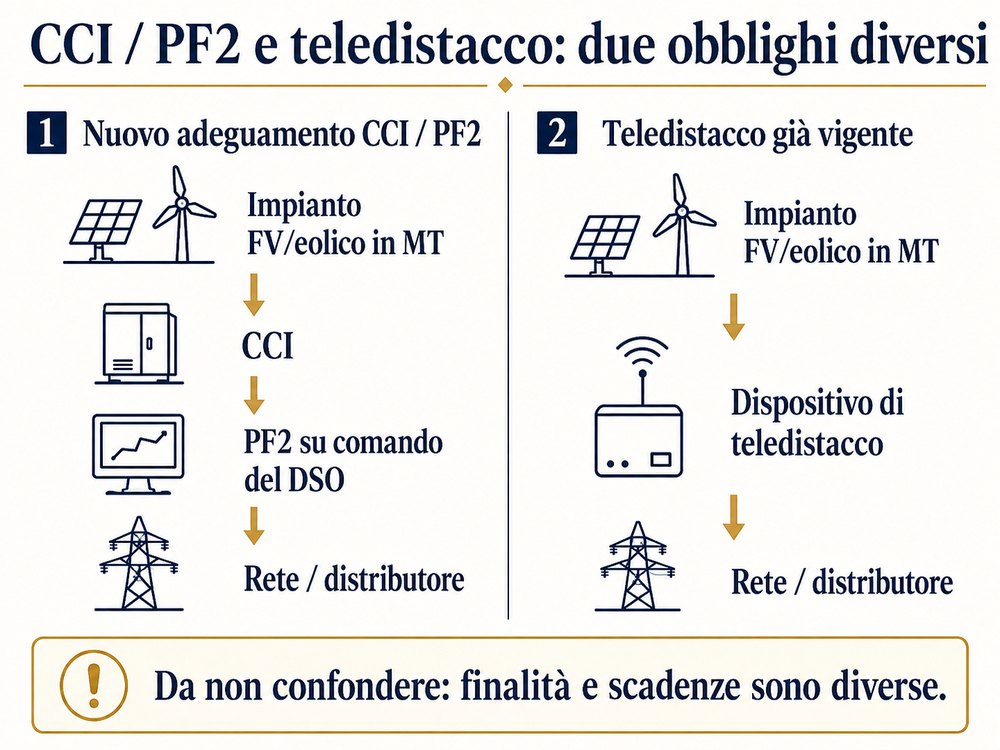 Schema comparativo tra nuovo adeguamento CCI PF2 e teledistacco già vigente